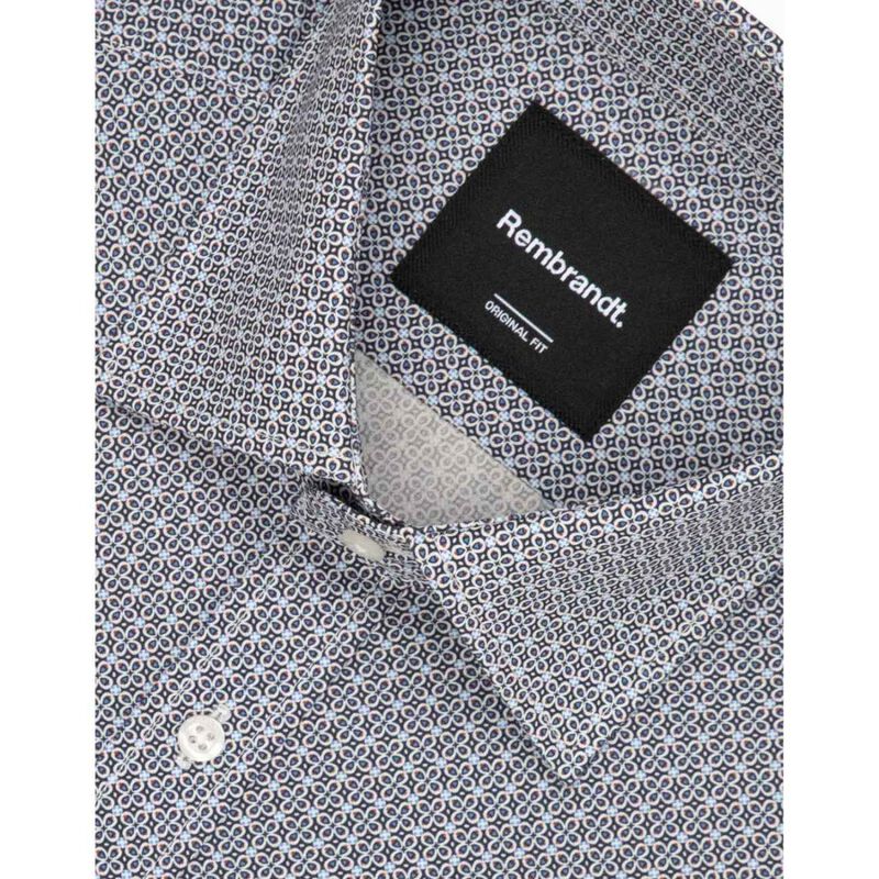 Rembrandt London Blue & Maroon Microdesign Print Shirt image number 2